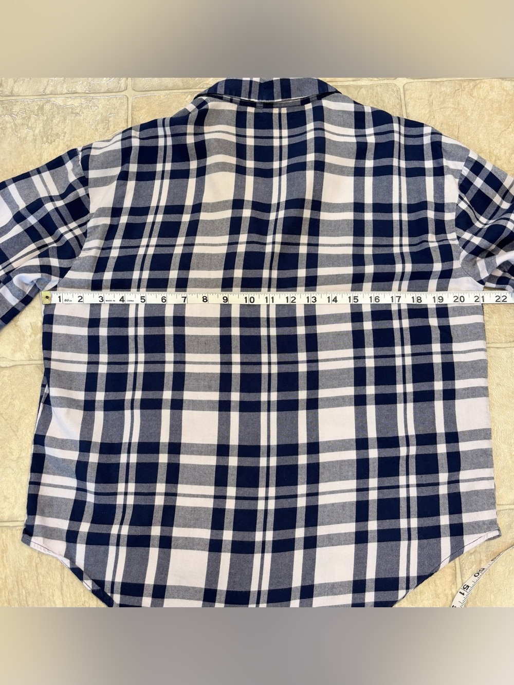 VGUC Victoria's Secret Light Flannel Plaid Pajama Set Women Sz S, Navy Off White - Picture 6 of 16